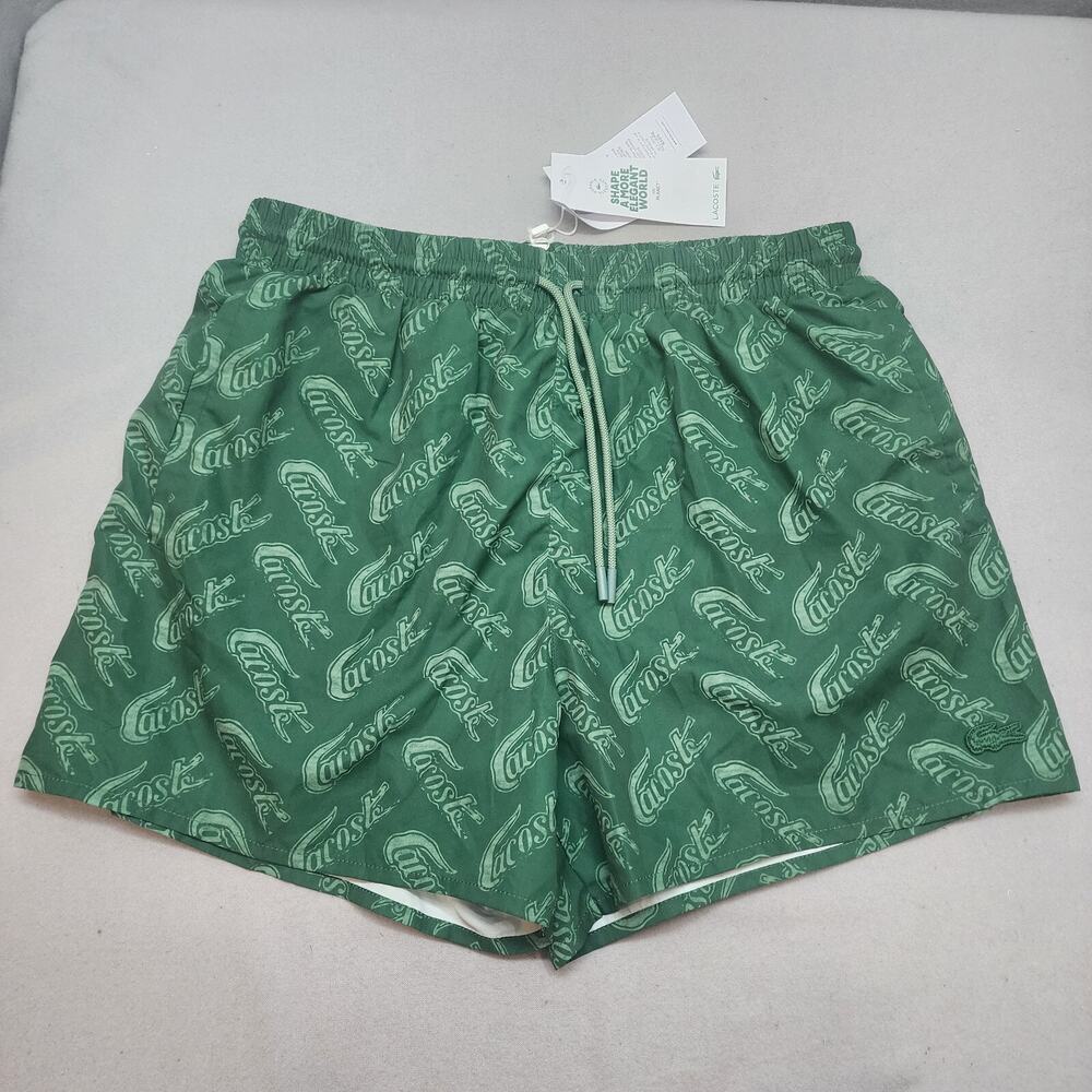 Lacoste Men's Swim Shorts Green White‎ New Size M - NWT